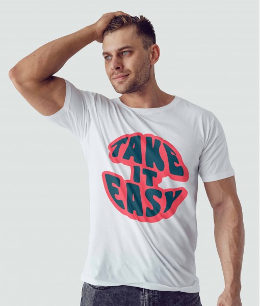 Мъжка тениска с щампа Текст и надписи Take it easy - TShirtArtShop.com